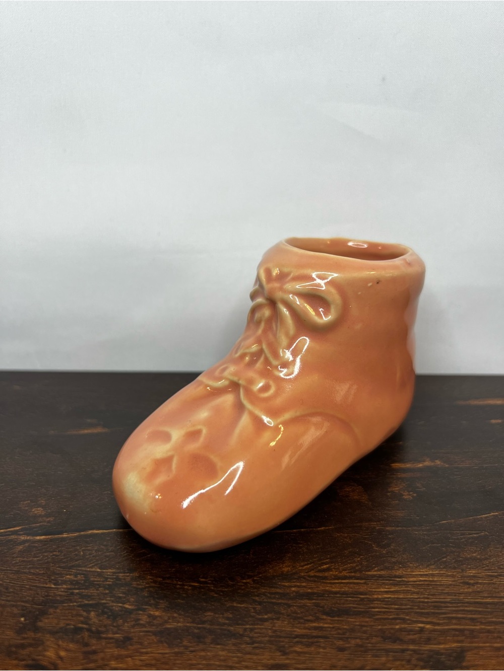 Ceramic Baby Shoe Planter - Peach